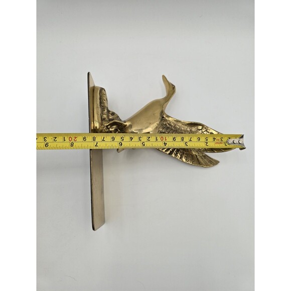 Vintage Brass Duck Wings Up Taking Off Figurine Bookend Paperweight Brass Base - Picture 11 of 11